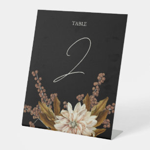 Signe De Table Mariage de automne d'aquarelle noire florale d'aut