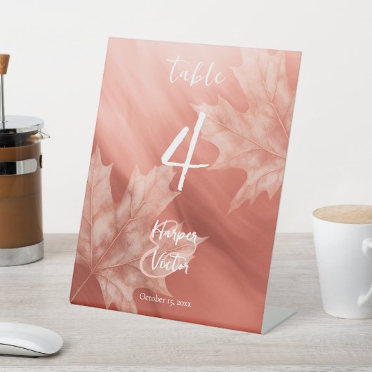 Signe De Table mariage de automne feuille de terre cuite (In SItu)