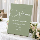 Signe De Table Mariage de bienvenue Sage Green White
