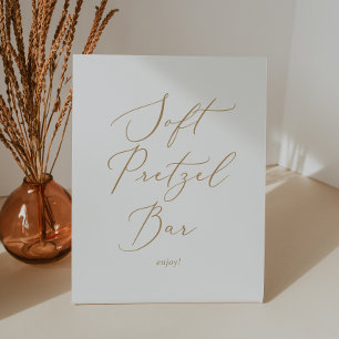 Signe De Table Mariage de calligraphie dorée délicate barre Pretz