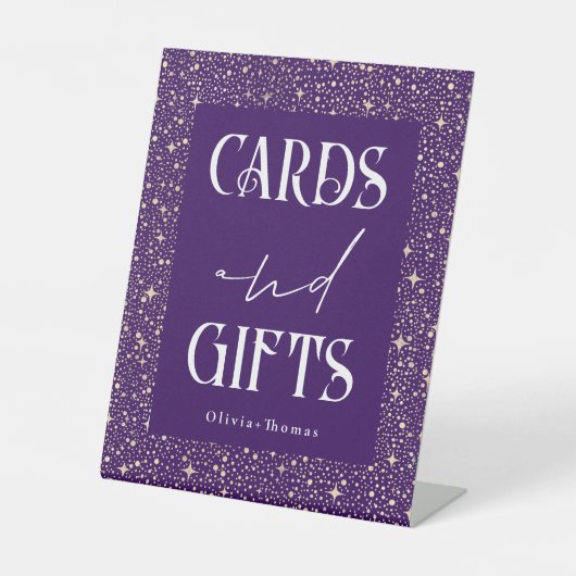 Signe De Table Mariage de carte et cadeaux Celestial violet (Recto)