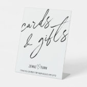 Signe De Table Mariage de cartes et cadeaux blancs modernes (Recto)