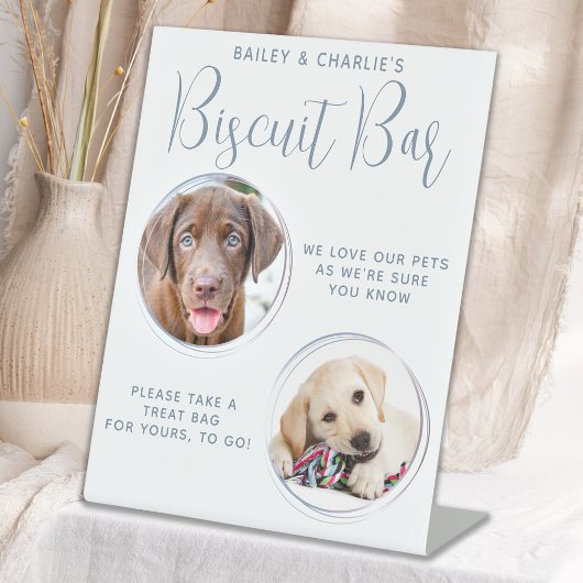Signe De Table Mariage de chien Favor Dusty Blue Animaux de compa