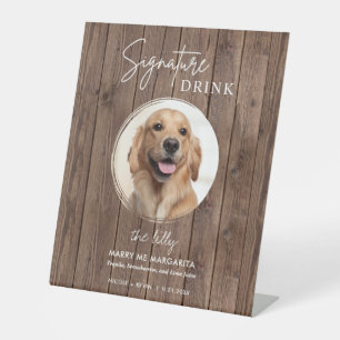 Signe De Table Mariage de chien Signature Boissons Signal de piéd