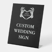 Signe De Table Mariage de coeur de squelette noir personnalisé (Recto)