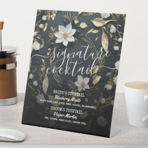 Signe De Table Mariage de courge d'or Floral Signature Boisson Me