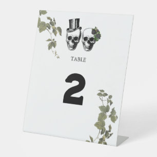 Signe De Table Mariage de crânes floraux du coeur Numéro de table