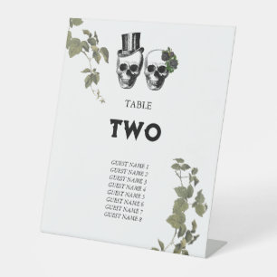 Signe De Table Mariage de crânes floraux du coeur Numéro de table