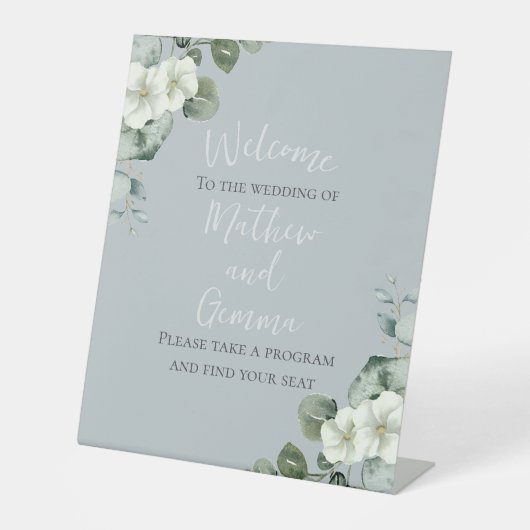 Signe De Table Mariage de design Eucalyptus moderne (Recto)
