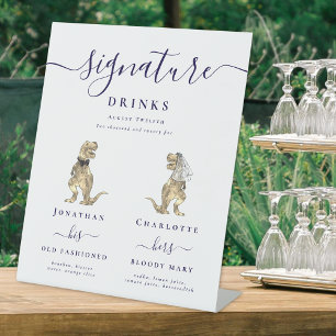 Signe De Table Mariage de Dinosaure Boissons de Signature de Scri