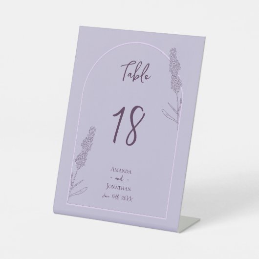 Signe De Table Mariage de fleurs de lavande simple et élégante (Recto)