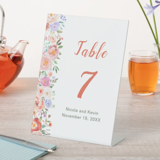 Signe De Table Mariage de fleurs printanières Numéro de tableau (In SItu)