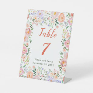 Signe De Table Mariage de fleurs printanières Numéro de tableau