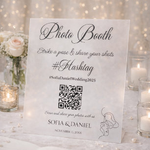 Signe De Table Mariage de hashtag Photo Booth OU Scan