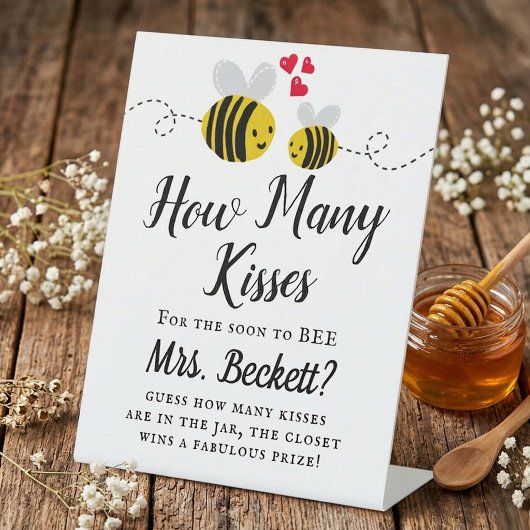 Signe De Table Mariage de Honeybee : Jeu de devinette des baisers
