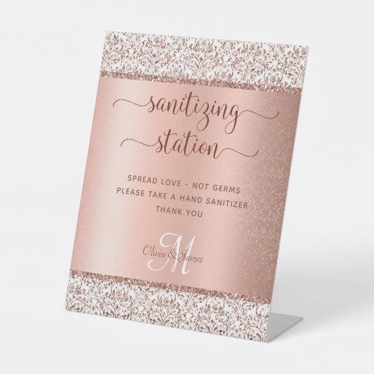 Signe De Table Mariage de monogramme or Rose de la station de net (Recto)