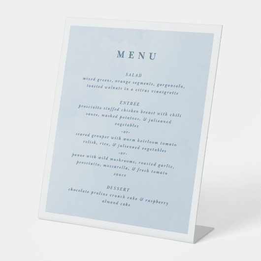 Signe De Table Mariage de nuage d'aquarelle bleu enchantant (Recto)