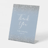 Signe De Table Mariage de Parties scintillant en argent bleu Dust (Recto)