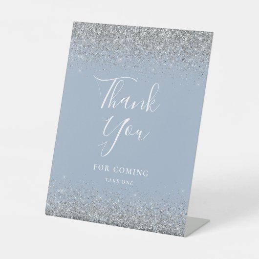 Signe De Table Mariage de Parties scintillant en argent bleu Dust (Recto)