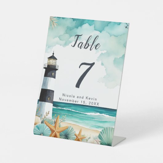 Signe De Table Mariage de phare nautique (Recto)
