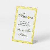 Signe De Table Mariage de Pickleball Faveurs Jaune et Blanc (Recto)
