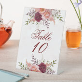 Signe De Table Mariage de pivoine à l'aquarelle rousse et bordeau (In SItu)