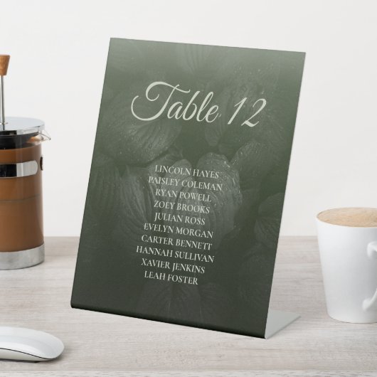 Signe De Table Mariage de printemps à la feuille verte (In SItu)