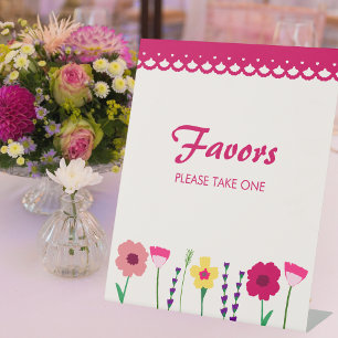 Signe De Table Mariage de printemps rose floral gras et brillant