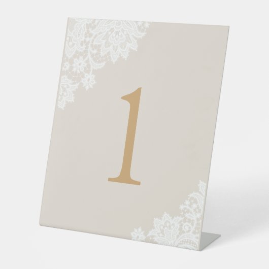 Signe De Table Mariage de script en ivoire de dentelle et or (Recto)