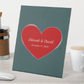 Signe De Table Mariage de script gris ardoise du coeur rouge (In SItu)