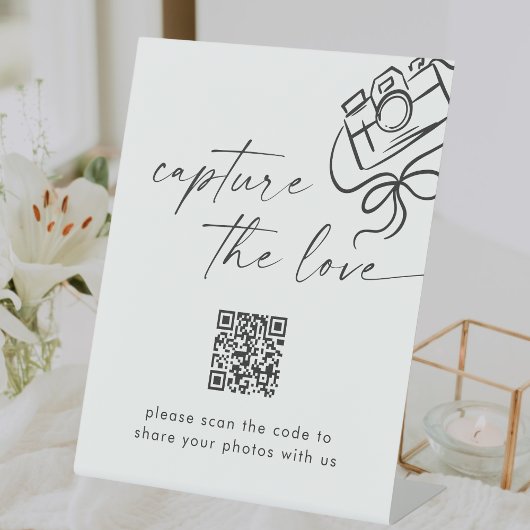Signe De Table Mariage de script moderne capture le code QR d'amo