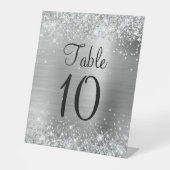 Signe De Table Mariage de table Glittery Silver Numéro de tableau (Recto)