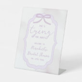 Signe De Table Mariage de thème aquarelle avec un nœud violet (Recto)