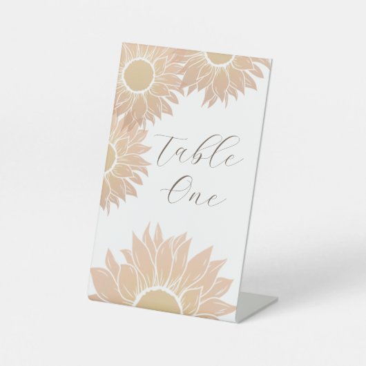 Signe De Table Mariage de tournesol moderne Numéro de table d'évé (Recto)