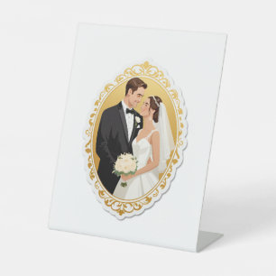 Signe De Table Mariage d'élégance de cadre d'or