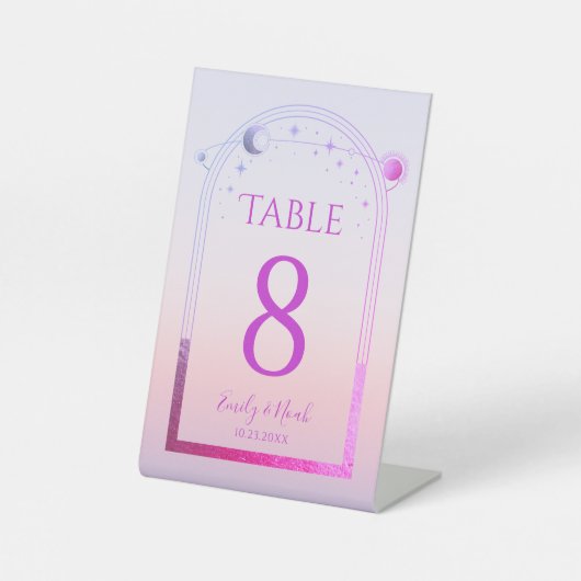 Signe De Table Mariage des étoiles de soleil rose de coucher de s (Recto)