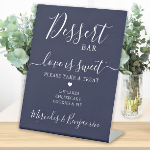 Signe De Table Mariage Dessert Bar Love is Sweet Custom Navy Blue