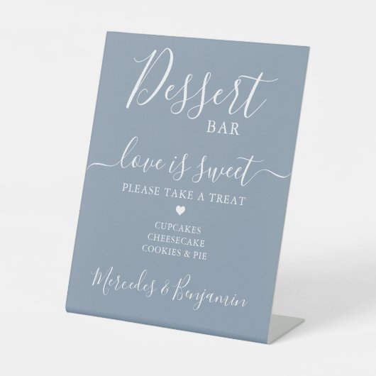 Signe De Table Mariage Dessert Bar Love Sweet Custom Dusty Blue (Recto)