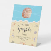 Signe De Table Mariage d'été Minimal Blue Ocean Sparkle  (Recto)