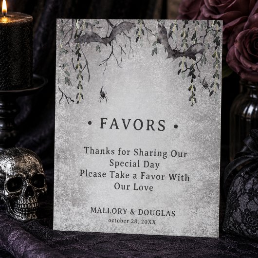 Signe De Table Mariage d'Halloween Gothique Rustique Bourgogne No