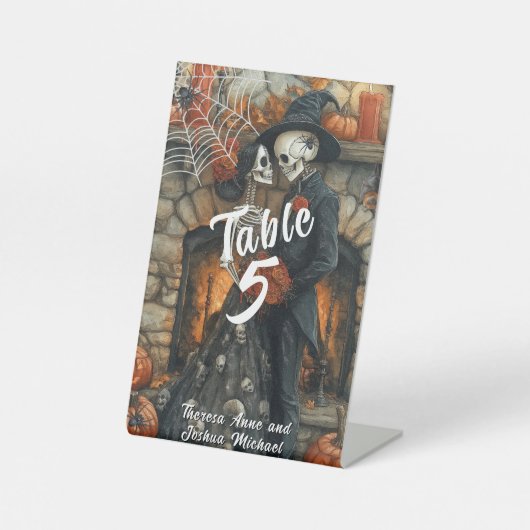 Signe De Table Mariage d'Halloween Squelettes Araignées noires Ch (Recto)