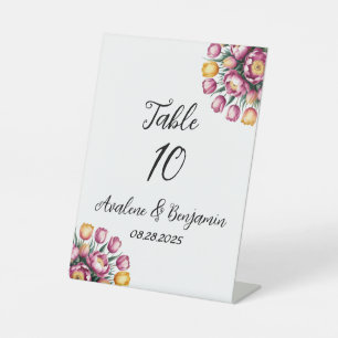 Signe De Table Mariage d'Harmonie Florale Vibrante Numéro de tabl
