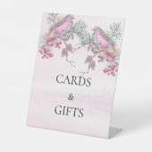 Signe De Table Mariage d'hiver à l'aquarelle Cônes de pin Oiseaux (Recto)