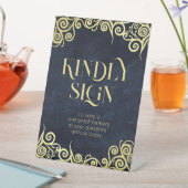 Signe De Table Mariage D'Hiver Bleu Et Or Fleuri (In SItu)