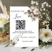 Signe De Table Mariage d'hiver Capture d'amour Code QR photo mari