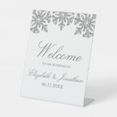 Signe De Table Mariage d'hiver Flocon de Neige Argenté (Recto)