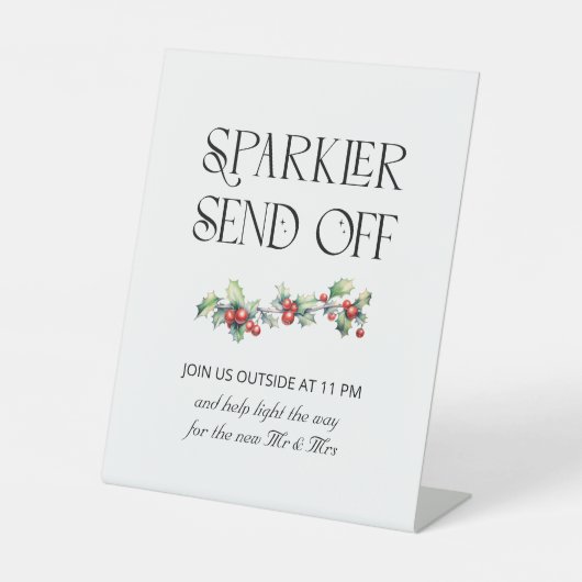 Signe De Table Mariage d'hiver Holly Sparkler Envoyer Désactivé (Recto)