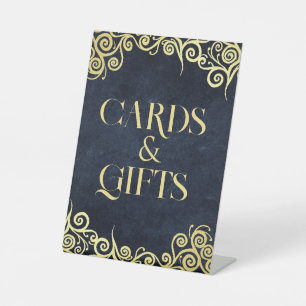 Signe De Table Mariage D'Hiver Luxury Marine Bleu Et Or