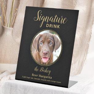 Signe De Table Mariage d'or noir personnalisé chien animal de com