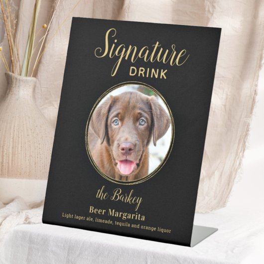 Signe De Table Mariage d'or noir personnalisé chien animal de com
